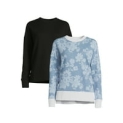 2-Pack Time and Tru Women’s Garment Wash Sweatshirt (Size: M in Black Soot, MRK Turquoise) @ $10.00