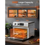Moosoo 24.3 Quart Air Fryer Oven with LED Digital Touchscreen, 10 Preset Modes, Stainless Steel (Silver) @ $112.00