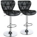 Set of 2 Alden Design Adjustable Midback Faux Leather Bar Stool (Black) @ $85.00