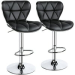 Set of 2 Alden Design Adjustable Midback Faux Leather Bar Stool (Black) @ $85.00