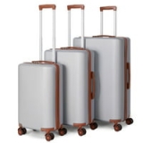 3-Piece HIKOLAYAE Cottoncandy Collection Hardside Luggage Set with 8-Wheel Spinner, TSA Compliant (Border Silver) @ $98.00