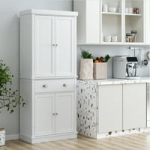 Homfa 72.4” Tall Large Drawer Storage Cabinet Kitchen Pantry with 4 Doors (White) @ $212.99