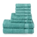 8-Piece Welhome 100% Cotton Basic Towel Set (Duck Egg, 434 GSM) @ $9.48
