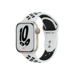 Apple Watch Nike Series 7 GPS + Cellular, 41mm Aluminum Case with Pure Platinum/Black Nike Sport Band Regular (Starlight) @ $299.99