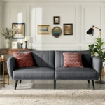 Alden Design Fabric Convertible Ribbed Futon Sofa Bed (Gray) @ $197.00