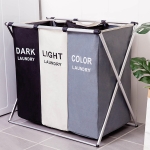 Clothes Laundry Basket 2 Section Hamper Bag Large