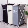 Clothes Laundry Basket 2 Section Hamper Bag Large