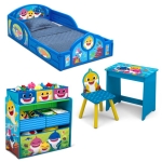 Baby Shark 4-Piece Room-in-a-Box Bedroom Set by Delta Children – Includes Sleep & Play Toddler Bed