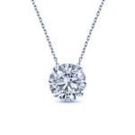 1 Carat Round Cut Real Moissanite Solitaire Pendant Necklace in 18k White Gold Over Silver @ $59.00