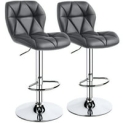 2-Piece Alden Design Modern Adjustable Faux Leather Swivel Bar Stool Armless (Gray) @ $86.00