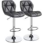 2-Piece Alden Design Modern Adjustable Faux Leather Swivel Bar Stool Armless (Gray) @ $86.00