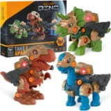 Best Choice Products 86-Piece Pack of 3 Toy Dinosaurs, Interchangeable STEM Set w/ Lights & Sounds, Movable Parts @ $15.99