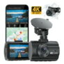 Ecomoment 4K 1080P 2 Inch LCD Screen Front & Rear Dash Cam with Wide Angle, WDR, Night Vision, Parking Mode & G-Sensor (Black) @ $69.59