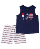 Baby Boys Patriotic Tank Top and Short, 2 Piece Set