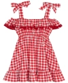Little Girls Gingham Off-The-Shoulder Ruffle Dress  p