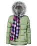 Big Girls Solid Quilt Puffer Coat & Plaid Scarf @ $19.99