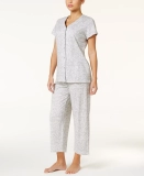 Short Sleeve Top and Capri Pant Cotton Pajama Set