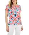 Women’s Printed Short-Sleeve Henley Top