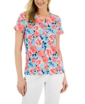 Women’s Printed Short-Sleeve Henley Top