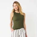 Women’s Sonoma Goods For Life® Slim Fit High Neck Rib Tank