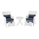 5-Piece Hampton Bay Garden Hills Wicker Outdoor Patio Set with CushionGuard Sky Blue Cushions @ $192.00