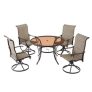 5-Piece Hampton Bay Riverbrook Outdoor Patio Aluminum Round Glass Top Dining Set with Padded Sling Swivel Chairs (Espresso Brown) @ $357.00