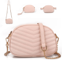 3 in 1 Fashion Waist Bags for Women Stylish Shoulder Purses with Chain Strap Small Ladies Fanny Packs Versatile Belt Bag for Teen Clutch Purse Pink