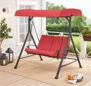 Mainstays Belden Park 2-Person Outdoor Furniture Patio Swing with Canopy, Red