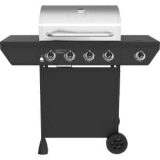 Nexgrill 4-Burner Propane Gas Grill in Black with Side Burner and Stainless Steel Main Lid @ $199.00