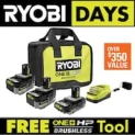 Ryobi ONE+ 18V Lithium-Ion High Performance Starter Kit @ $199.00