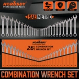 Horusdy 26pc Duo Metric SAE Combination Spanner Set